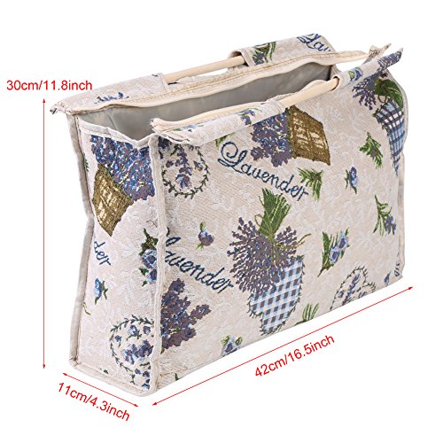 Bolsa de Tejer de Almacenamiento de Hilo, Organizador de Asas para Agujas de Ganchillo de Hilo y Lana, También para Jersey Revistas, con Cremallera, Mango de Madera, 2 Colores(Flor Purpura) Bolsa de Tejer de Almacenamiento de Hilo, Organizador de Asas para Agujas de Ganchillo de Hilo y Lana, También para Jersey Revistas, con Cremallera, Mango de Madera, 2 Colores(Flor Purpura)