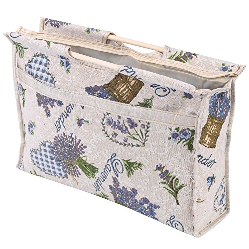 Bolsa de Tejer de Almacenamiento de Hilo, Organizador de Asas para Agujas de Ganchillo de Hilo y Lana, También para Jersey Revistas, con Cremallera, Mango de Madera, 2 Colores(Flor Purpura) Bolsa de Tejer de Almacenamiento de Hilo, Organizador de Asas para Agujas de Ganchillo de Hilo y Lana, También para Jersey Revistas, con Cremallera, Mango de Madera, 2 Colores(Flor Purpura)