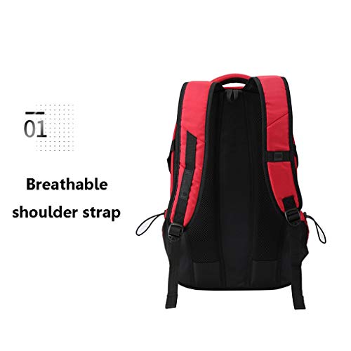 Bolsa de viaje LITING for Hombres Mochilas a Prueba de Agua Viajes de Corta Distancia Gran Capacidad Almacenamiento de computadoras Cremallera metálica Tablero Trasero Transpirable (Color : Red)