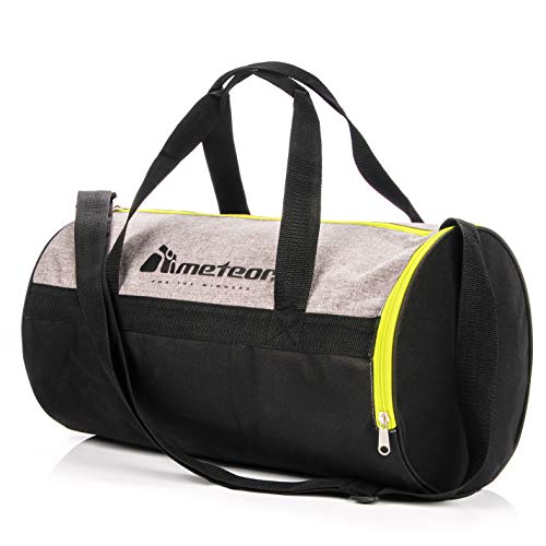 Bolsa Deporte Viaje Gimnasio con Compartimento Separado para Zapatos Duffle Bag para Hombre Mujer Ultraligera Plegable Bolsa Deportiva 25 L Yoga Bolsa Fin de Semana (Gris Melange/Verde neón, 25 L)