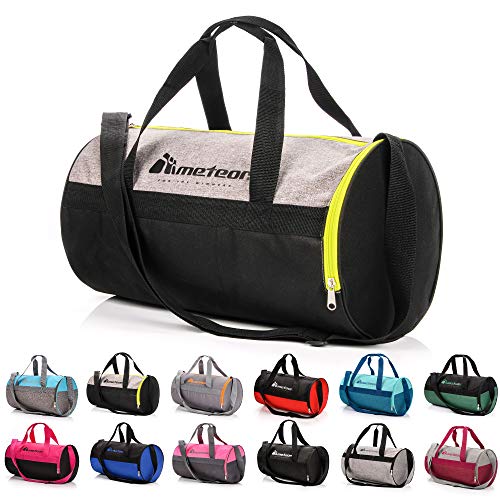 Bolsa Deporte Viaje Gimnasio con Compartimento Separado para Zapatos Duffle Bag para Hombre Mujer Ultraligera Plegable Bolsa Deportiva 25 L Yoga Bolsa Fin de Semana (Gris Melange/Verde neón, 25 L)