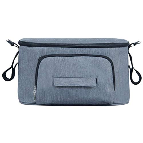 Bolsa multifunción para bebé, bolsa de almacenamiento de cochecito de bebé, bolsa de pañales, colgador de cochecito colgante, impermeable, universal (gris)