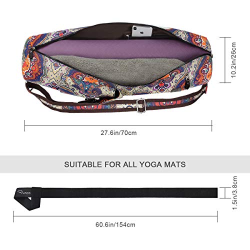 Bolsa para Esterilla de Yoga, RYACO Cremallera Completapara Esterilla de Yoga Bolsillos de Almacenamiento Funcionales, Se Adapta a la Mayoría de Las Esterillas Correa de Hombro Ajustable Tamaño Grande