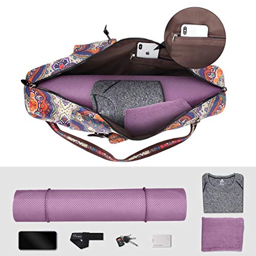 Bolsa para Esterilla de Yoga, RYACO Cremallera Completapara Esterilla de Yoga Bolsillos de Almacenamiento Funcionales, Se Adapta a la Mayoría de Las Esterillas Correa de Hombro Ajustable Tamaño Grande