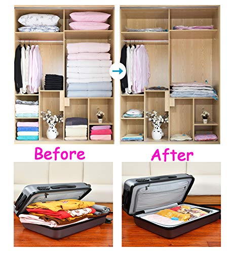 Bolsas de Almacenaje al Vacío - Paquete Jumbo (80 X 100cm) de 6 Bolsas Organizadoras de Ropa con Cremallera - Ahorra Espacio - Incluye una Bomba Manual Gratis para los Viajes Hogar Bolsas de Almacenaje al Vacío - Paquete Jumbo (80 X 100cm) de 6 Bolsas Organizadoras de Ropa con Cremallera - Ahorra Espacio - Incluye una Bomba Manual Gratis para los Viajes Hogar