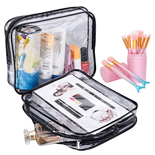 Bolsas de Aseo Transparente Viaje Impermeable Mujer Bolsa de Cosmético Organizador de Viaje 3 Pcs