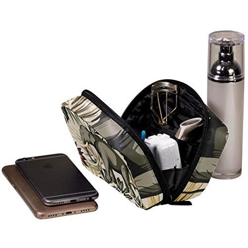 Bolsas de cosméticos con elefante africano en flor de hibisco tropical deja palma práctica bolsa de viaje Oragniser bolsa de maquillaje para mujeres y niñas Bolsas de cosméticos con elefante africano en flor de hibisco tropical deja palma práctica bolsa de viaje Oragniser bolsa de maquillaje para mujeres y niñas