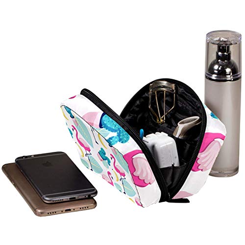 Bolsas de cosméticos tropicales, flamencos, palmeras, cactus, plátano, práctico neceser de viaje, bolsa de maquillaje para mujeres y niñas Bolsas de cosméticos tropicales, flamencos, palmeras, cactus, plátano, práctico neceser de viaje, bolsa de maquillaje para mujeres y niñas