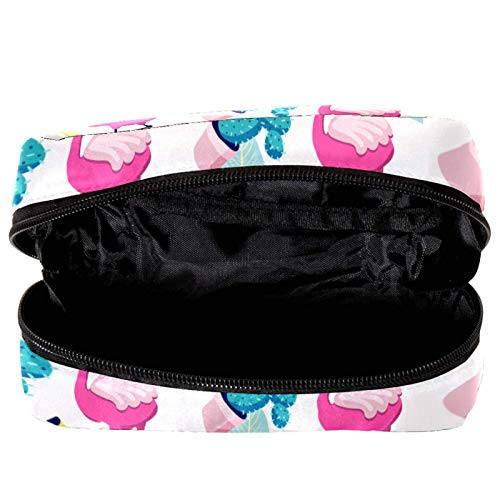 Bolsas de cosméticos tropicales, flamencos, palmeras, cactus, plátano, práctico neceser de viaje, bolsa de maquillaje para mujeres y niñas Bolsas de cosméticos tropicales, flamencos, palmeras, cactus, plátano, práctico neceser de viaje, bolsa de maquillaje para mujeres y niñas