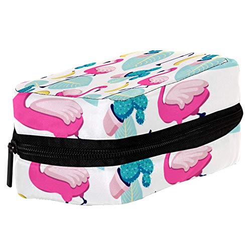 Bolsas de cosméticos tropicales, flamencos, palmeras, cactus, plátano, práctico neceser de viaje, bolsa de maquillaje para mujeres y niñas Bolsas de cosméticos tropicales, flamencos, palmeras, cactus, plátano, práctico neceser de viaje, bolsa de maquillaje para mujeres y niñas