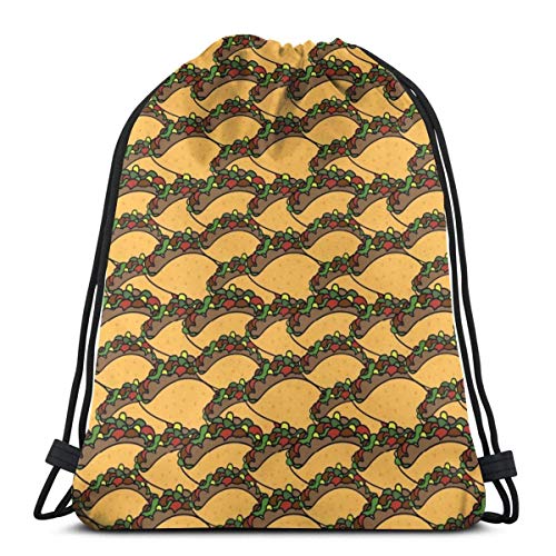Bolsas De Cuerdas Gimnasio,Mochila con Cordón,Patrón De Tacos Hombres Mujeres Atlético Pull String Bag para Viajar Yoga Compras Escuela Entrenamiento Playa Bolsas De Cuerdas Gimnasio,Mochila con Cordón,Patrón De Tacos Hombres Mujeres Atlético Pull String Bag para Viajar Yoga Compras Escuela Entrenamiento Playa