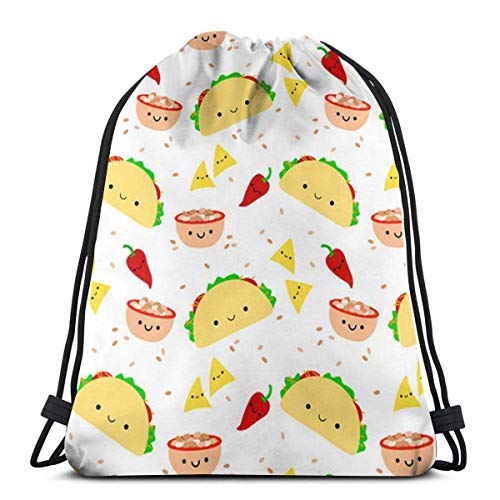 Bolsas De Cuerdas Gimnasio,Mochila con Cordón,Taco Party Hombres Mujeres Atlético Pull String Bag para Viajar Yoga Compras Escuela Entrenamiento Playa