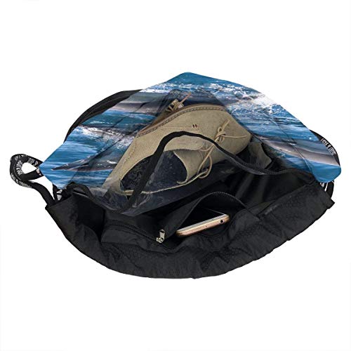 Bolsas de Gimnasia, Drawstring Backpack Dolphins in The Sea Print Travel Sport Yoga Gym Sack Bag Outdoor Bundle Backpack Laptop Bag Beach Rucksack for Men/Women and Kids Bolsas de Gimnasia, Drawstring Backpack Dolphins in The Sea Print Travel Sport Yoga Gym Sack Bag Outdoor Bundle Backpack Laptop Bag Beach Rucksack for Men/Women and Kids