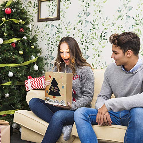 Bolsas Regalo Navidad (Pack de 12) 21x27x11 cm Bolsas Navidad Papel Kraft Marrón con Hojas Rascar de Arcoíris y Puntero para Mensajes Personalizados - Bolsas para Regalos, Presentes, Fiestas, Galletas Bolsas Regalo Navidad (Pack de 12) 21x27x11 cm Bolsas Navidad Papel Kraft Marrón con Hojas Rascar de Arcoíris y Puntero para Mensajes Personalizados - Bolsas para Regalos, Presentes, Fiestas, Galletas
