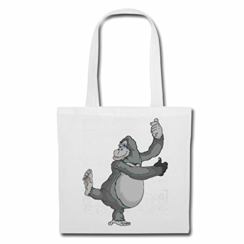 Bolsillo Bolso Bolsa GORILA FELIZ EN EL BAILE DEL MONO Chimpancé del GORILA posterior de la plata APE CHARLY MONKEY KING KONG Bolsa de deporte Bolsas de Blanco