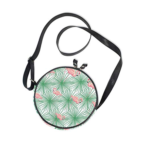 Bolso bandolera para mujer Flamencos y bolso de hombro verde de verano Monedero redondo para teléfono celular