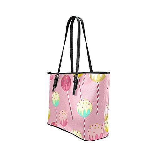 Bolso Bolso de hombro Merienda dulce Colorido Lollipop redondo Bolso de mano de cuero Bolso de mano Bolsos con cremallera Organizador de hombro para dama Niñas Mujeres Mujeres Satchel Messenger Bag