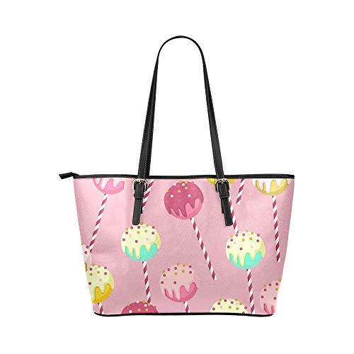 Bolso Bolso de hombro Merienda dulce Colorido Lollipop redondo Bolso de mano de cuero Bolso de mano Bolsos con cremallera Organizador de hombro para dama Niñas Mujeres Mujeres Satchel Messenger Bag