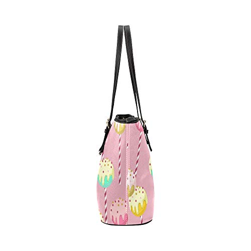 Bolso Bolso de hombro Merienda dulce Colorido Lollipop redondo Bolso de mano de cuero Bolso de mano Bolsos con cremallera Organizador de hombro para dama Niñas Mujeres Mujeres Satchel Messenger Bag