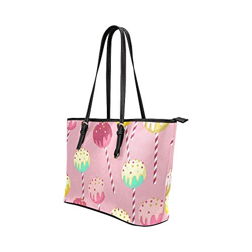 Bolso Bolso de hombro Merienda dulce Colorido Lollipop redondo Bolso de mano de cuero Bolso de mano Bolsos con cremallera Organizador de hombro para dama Niñas Mujeres Mujeres Satchel Messenger Bag