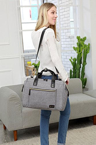 Bolso Cambiador Bebe, RUVALINO Bolsos de Pañaleras Grandes, Bolsa de Viaje Convertible para Mamá y Papá con cojín Cambiador, Bolsillos Aislados, Gran Capacidad (gris)