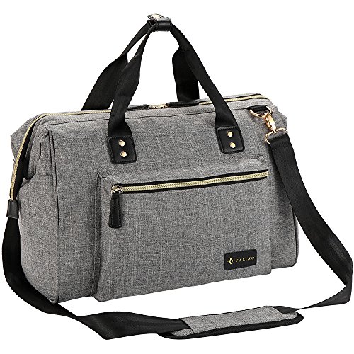 Bolso Cambiador Bebe, RUVALINO Bolsos de Pañaleras Grandes, Bolsa de Viaje Convertible para Mamá y Papá con cojín Cambiador, Bolsillos Aislados, Gran Capacidad (gris)