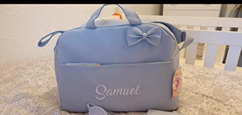 Bolso carrito bebe polipiel personalizado con nombre bordado + regalo de un babero -Danielstore