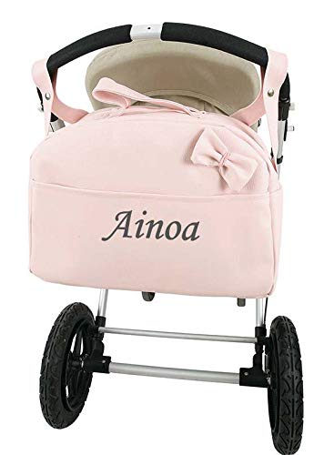 Bolso carrito bebe polipiel personalizado con nombre bordado + regalo de un babero -Danielstore