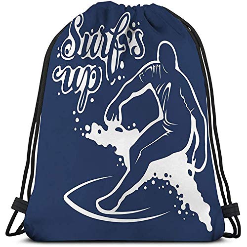 Bolso con Cordón para Niñas U Hombres Compras, Deportes, Gimnasio, Yoga, Escuela Surf Artwork Surf S Up Apparel Print Original