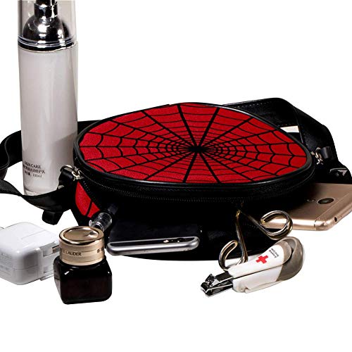 Bolso cruzado redondo pequeƱo para mujer de moda, bandolera, bolso bandolera, bolso de lona, accesorios para mujer, tela de araƱa, color negro y rojo Bolso cruzado redondo pequeƱo para mujer de moda, bandolera, bolso bandolera, bolso de lona, accesorios para mujer, tela de araƱa, color negro y rojo
