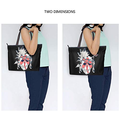 Bolso de compras Bolsos de hombro Bolso de mano Tribal Sugar Skull Arrow Día de los muertos Bolsos de correa de peso ligero para mujeres niñas estudiantes