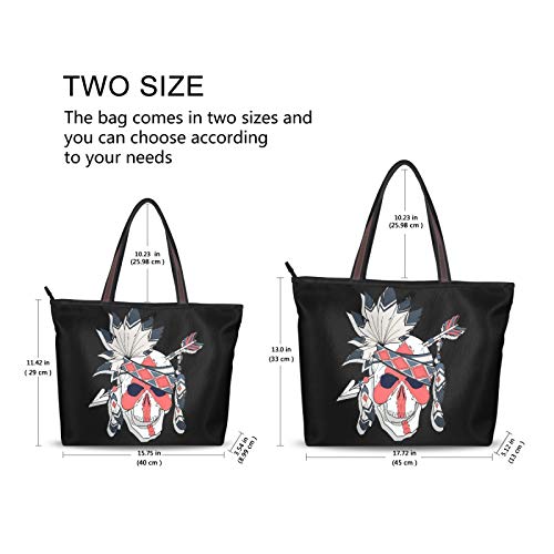 Bolso de compras Bolsos de hombro Bolso de mano Tribal Sugar Skull Arrow Día de los muertos Bolsos de correa de peso ligero para mujeres niñas estudiantes