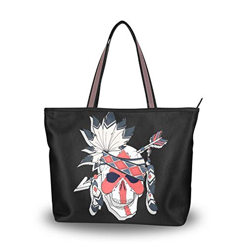 Bolso de compras Bolsos de hombro Bolso de mano Tribal Sugar Skull Arrow Día de los muertos Bolsos de correa de peso ligero para mujeres niñas estudiantes