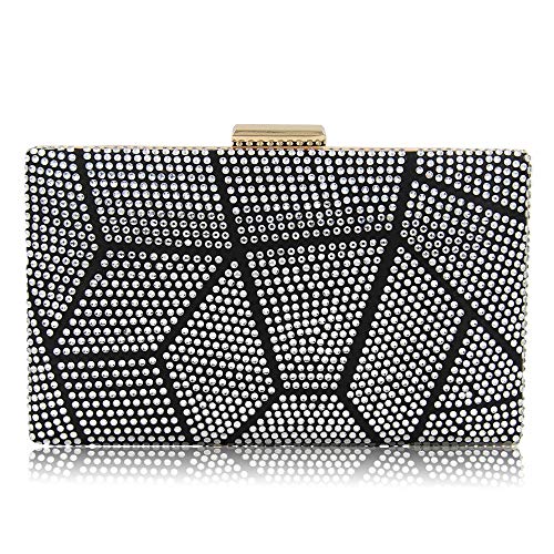 Bolso de Fiesta Noche de Moda para Mujer, Bolso de embrague de las mujeres Rhinestone del bolso del remiendo con cuentas nupcial de la boda de moda bolso de noche Prom embrague monedero regalo Clutche