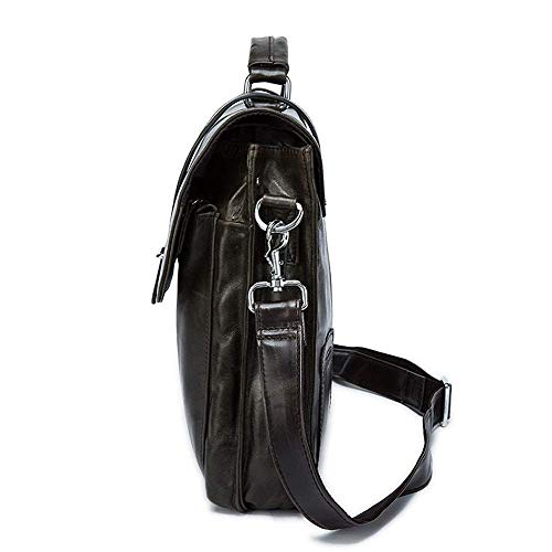 Bolso de hombro para hombre Bolsa de laptop de 14 pulgadas Bolsa de Messenger Cross-Coller Messing Men's Primer Capa de Cuero Maletín Portátil Maletín informal Estilo Vintage (Color: Negro, Tamaño: 38 Bolso de hombro para hombre Bolsa de laptop de 14 pulgadas Bolsa de Messenger Cross-Coller Messing Men's Primer Capa de Cuero Maletín Portátil Maletín informal Estilo Vintage (Color: Negro, Tamaño: 38