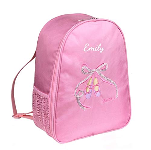 Bolso de hombro para niños y niñas con diseño de zapatos de ballet bordados con nombre personalizado, Pink (Rosa) - Generic06290310iwendf