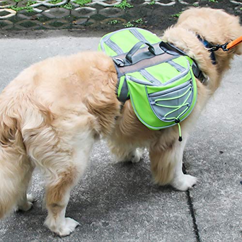 Bolso de la Silla de Montar de la Mochila de Las alforjas del Perro casero del Animal doméstico para Caminar Que acampa del Viaje (Color : Green, Size : L)