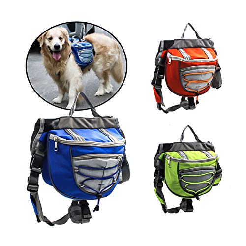 Bolso de la Silla de Montar de la Mochila de Las alforjas del Perro casero del Animal doméstico para Caminar Que acampa del Viaje (Color : Green, Size : L)