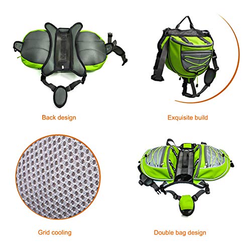 Bolso de la Silla de Montar de la Mochila de Las alforjas del Perro casero del Animal doméstico para Caminar Que acampa del Viaje (Color : Green, Size : L) Bolso de la Silla de Montar de la Mochila de Las alforjas del Perro casero del Animal doméstico para Caminar Que acampa del Viaje (Color : Green, Size : L)