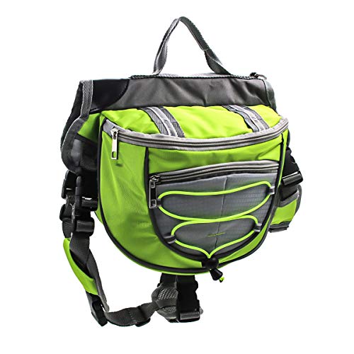 Bolso de la Silla de Montar de la Mochila de Las alforjas del Perro casero del Animal doméstico para Caminar Que acampa del Viaje (Color : Green, Size : L)