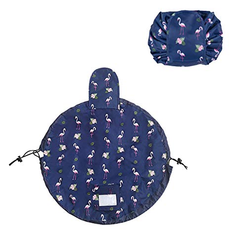 Bolso de lazo perezoso Gran capacidad Paquete de viaje portátil de maquillaje a prueba de agua Bolsa de almacenamiento de maquillaje mágico para las mujeres niñas (Azul oscuro Flamenco) Bolso de lazo perezoso Gran capacidad Paquete de viaje portátil de maquillaje a prueba de agua Bolsa de almacenamiento de maquillaje mágico para las mujeres niñas (Azul oscuro Flamenco)
