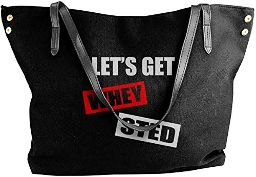 Bolso de Lona para Mujer Let's Get WHEY STED Womens Canvas Shoulder Bag Casual Tote Bolso de Lona para Mujer Let's Get WHEY STED Womens Canvas Shoulder Bag Casual Tote