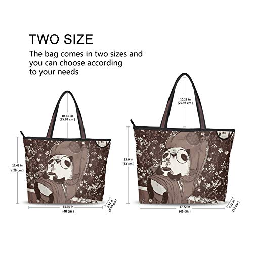 Bolso de mano Pandas en sillón, bolsos marrones, bolsos de hombro para mujeres, niñas, señoras, estudiantes, ligero, correa, bolso de compras