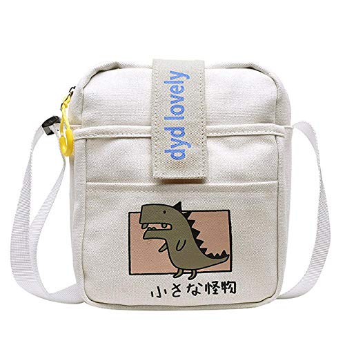 Bolso De Mujer Mini Bolso De Hombro De Lona De Dibujos Animados para Mujer Lindo Bolso De Teléfono Móvil Carta De Estudiante Bolsa De Solapa con Cremallera Animal Print White3