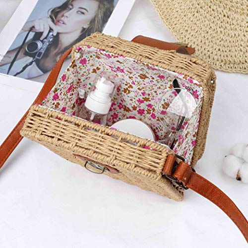 Bolso de Paja Bandolera para Mujer Bolsa de Hombro para Playa de Verano, Viajar, Fecha, Vacaciones y Uso Diario,Estilo boho con hecho a mano tejido Bolso cruzado Bolso de Paja Bandolera para Mujer Bolsa de Hombro para Playa de Verano, Viajar, Fecha, Vacaciones y Uso Diario,Estilo boho con hecho a mano tejido Bolso cruzado