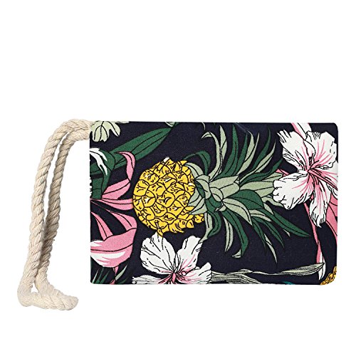 Bolso de Playa Grande Impermeable con Cremallera Bolso de Hombro Flores y piña