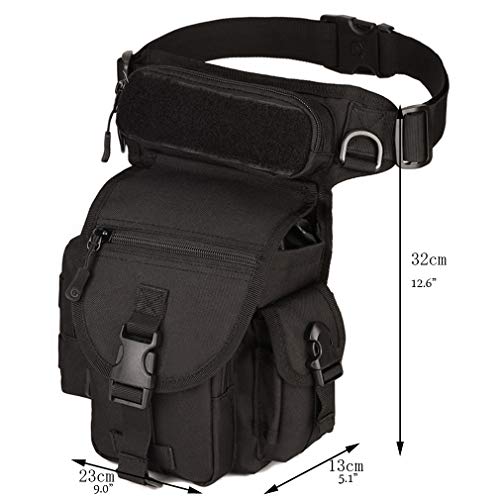 Bolso Hombre Pierna Militar táctico Impermeable de Nylon Paseo al Aire Libre Bolso de la Gota de la Gota de la Motocicleta Que Monta Multiusos Fanny cinturón de la Cadera Paquete de Bum (#01Negro)