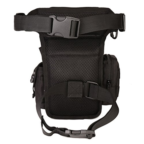 Bolso Hombre Pierna Militar táctico Impermeable de Nylon Paseo al Aire Libre Bolso de la Gota de la Gota de la Motocicleta Que Monta Multiusos Fanny cinturón de la Cadera Paquete de Bum (#01Negro)