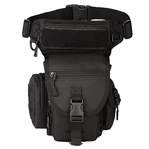 Bolso Hombre Pierna Militar táctico Impermeable de Nylon Paseo al Aire Libre Bolso de la Gota de la Gota de la Motocicleta Que Monta Multiusos Fanny cinturón de la Cadera Paquete de Bum (#01Negro)