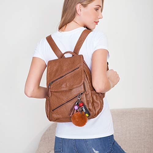 Bolso Mochila Cuero Mujer Antirrobo Mochilas Mujer Casual, JOSEKO Impermeable Mochila de Viaje de Gran Capacidad Bolsa de Hombro Convertible con Adorno Colgante Tassel Regalo Mujer